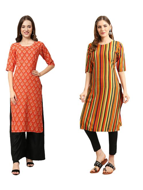 pack of 2 printed straight kurta - 19310842 - Very Small Image - 1
