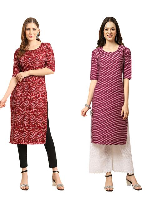 pack of 2 printed straight kurta - 19310868 - Very Small Image - 1
