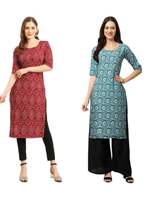 pack of 2 printed straight kurta - 19310870 - Very Small Image - 1