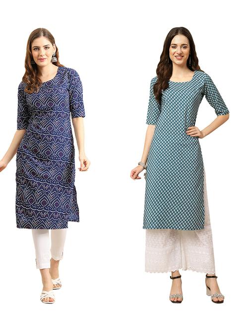 pack of 2 printed straight kurta - 19310872 - Very Small Image - 1