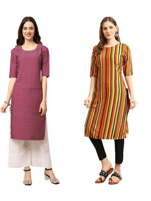 pack of 2 printed straight kurta - 19310877 - Very Small Image - 1