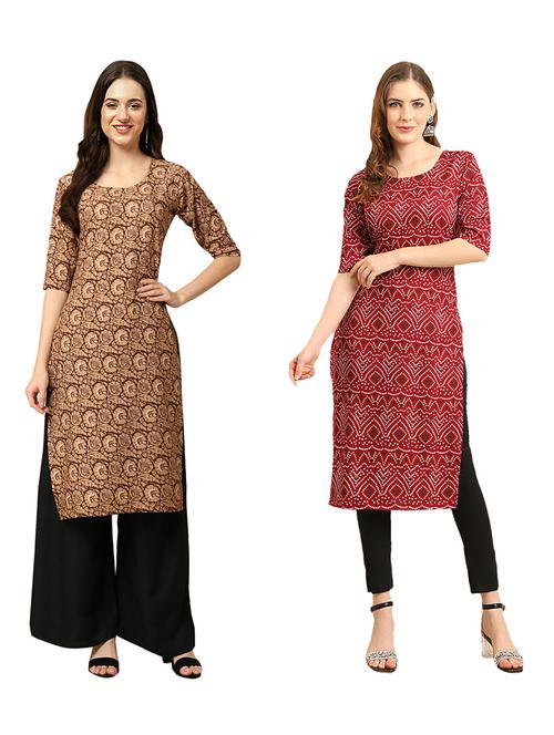 pack of 2 printed straight kurta - 19310895 - Very Small Image - 1