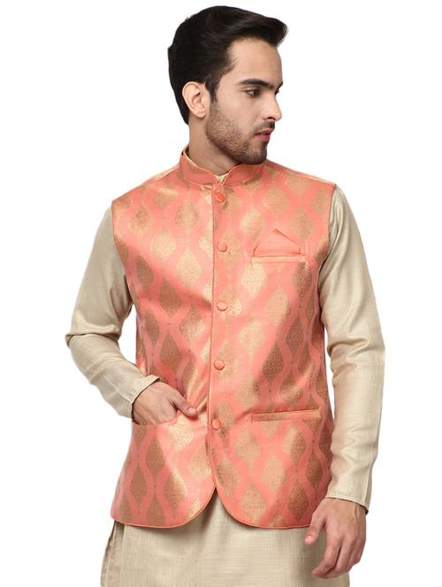 pink self design nehru jacket - 19313112 - Very Small Image - 1