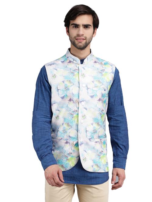 multi colored printed nehru jacket - 19313140 - Very Small Image - 1