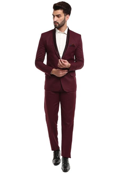 solids polyester single breasted suits - 19313472 - Very Small Image - 1