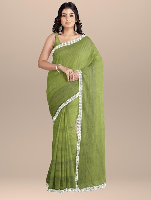 contrast bordered woven saree with blouse - 19313581 - Very Small Image - 1