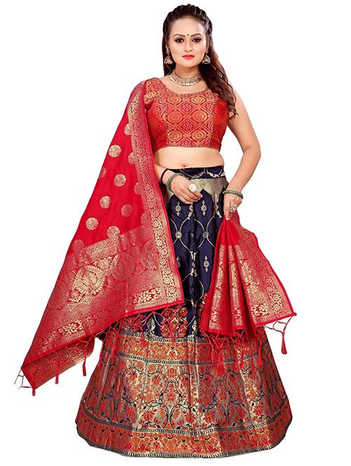 multi colored cotton blend flared lehenga - 19313991 - Very Small Image - 1