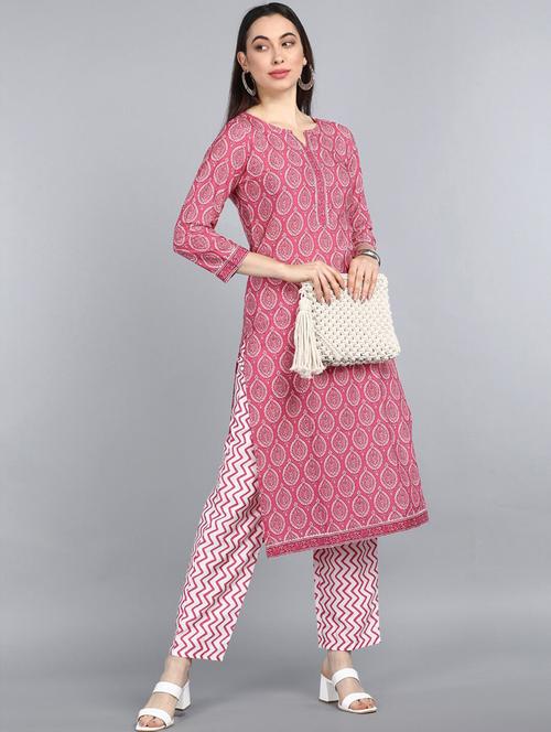 pink kurta pant set - 19314190 - Very Small Image - 1