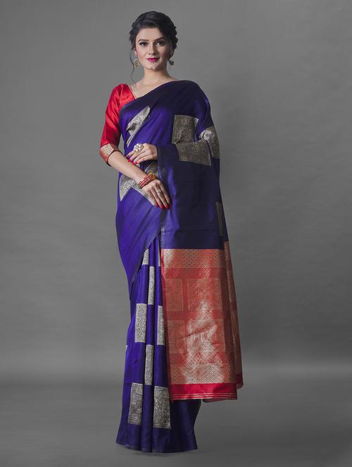 self design banarasi saree with blouse - 19314295 - Very Small Image - 1