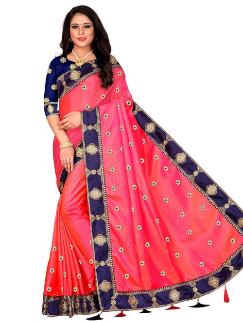 pink self design bollywood saree with blouse - 19314425 - Very Small Image - 1