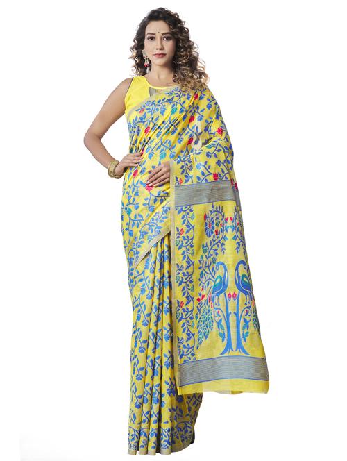 yellow printed bollywood saree with blouse - 19314457 - Very Small Image - 1