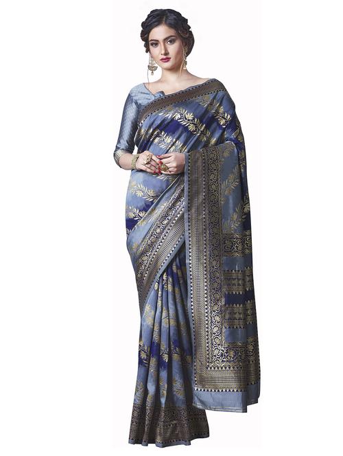 grey self design banarasi saree - 19314496 - Very Small Image - 1