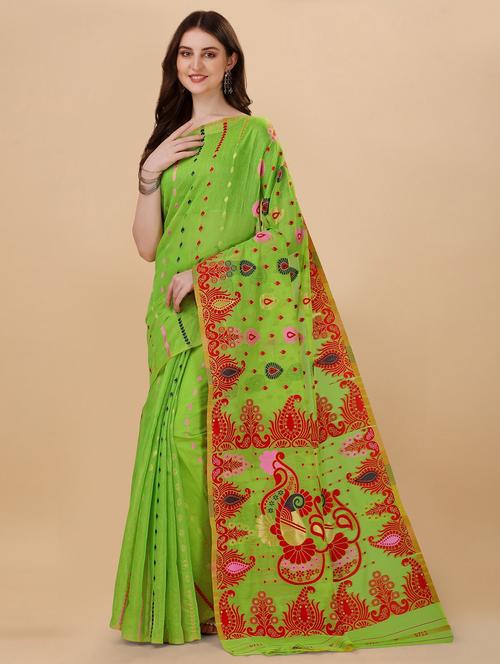 green self design saree with blouse - 19314550 - Very Small Image - 1