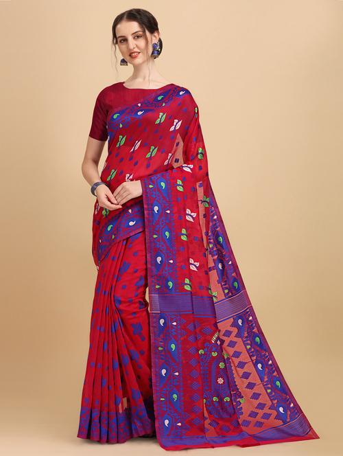 red self design saree - 19314572 - Very Small Image - 1