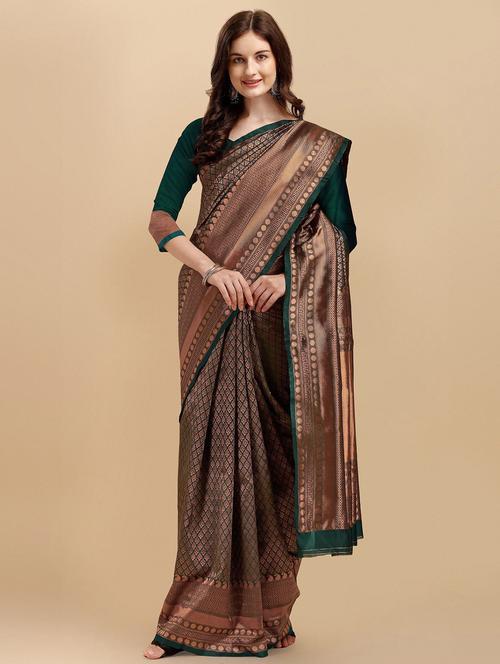 green self design saree with blouse - 19314588 - Very Small Image - 1