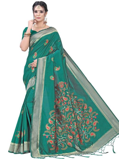 self design woven saree with blouse - 19314594 - Very Small Image - 1