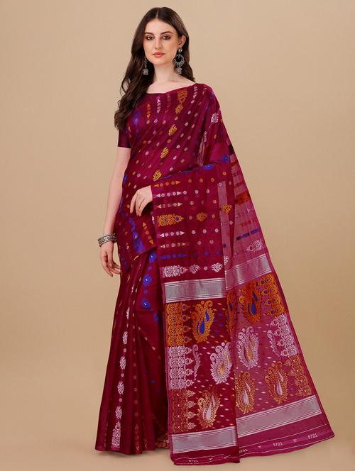 pink self design saree with blouse - 19314660 - Very Small Image - 1