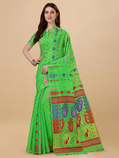 green self design saree with blouse - 19314680 - Very Small Image - 1