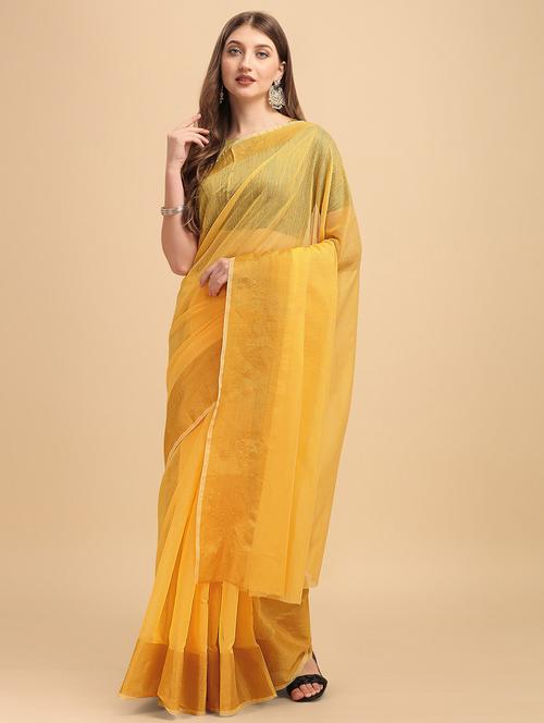 yellow self design bollywood saree - 19314689 - Very Small Image - 1