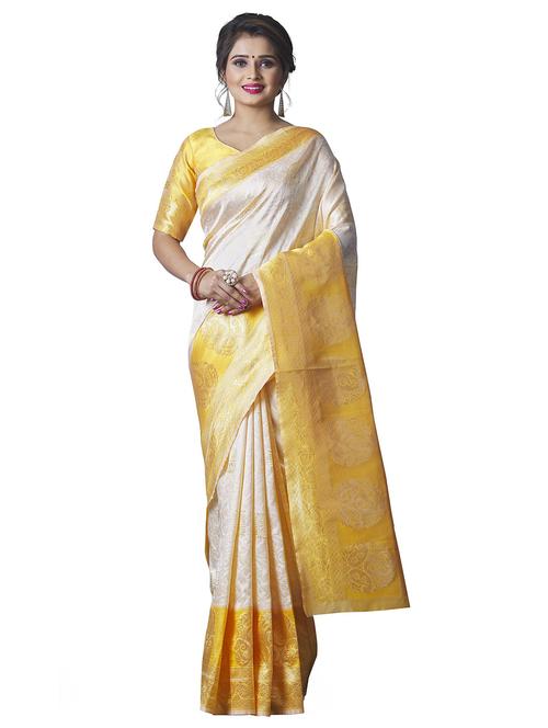 cream self design banarasi saree - 19314715 - Very Small Image - 1
