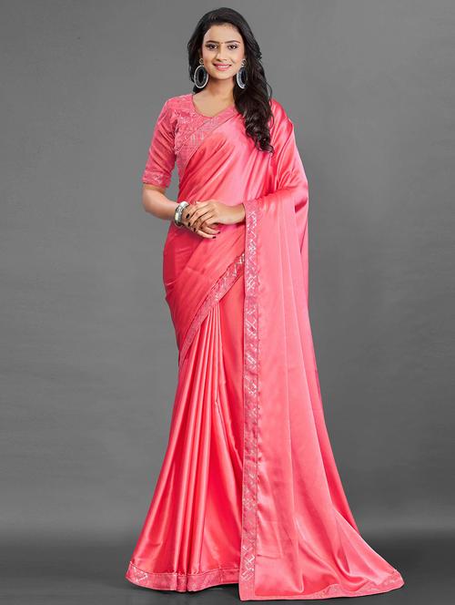 pink self design bollywood saree with blouse - 19314716 - Very Small Image - 1