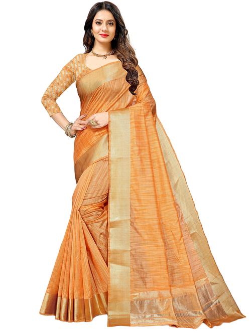 solid bordered saree with blouse - 19314878 - Very Small Image - 1