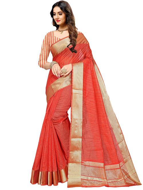 solid bordered saree with blouse - 19314890 - Very Small Image - 1