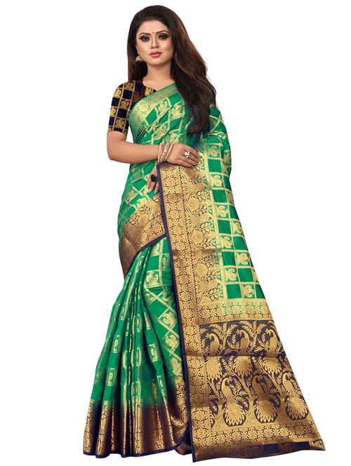 self design banarasi saree with blouse - 19314903 - Very Small Image - 1