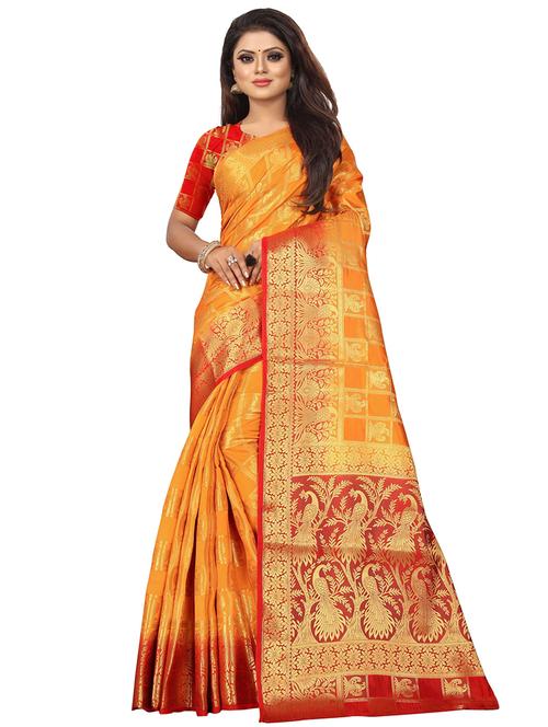self design banarasi saree with blouse - 19314912 - Very Small Image - 1