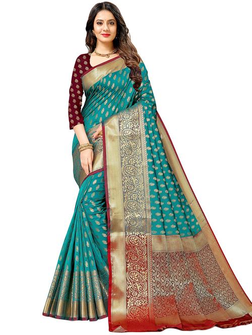 self design kanjivaram saree with blouse - 19314957 - Very Small Image - 1