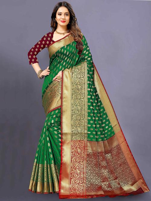 self design kanjivaram saree with blouse - 19314963 - Very Small Image - 1