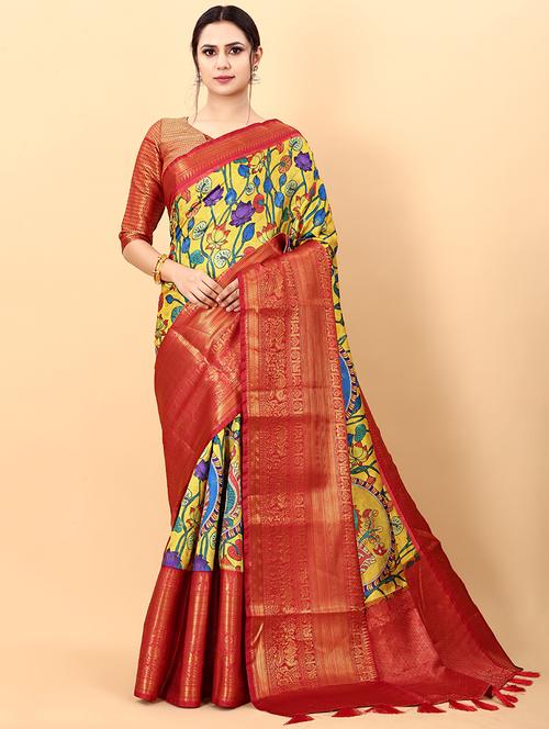 self design kanjivaram saree with blouse - 19314977 - Very Small Image - 1