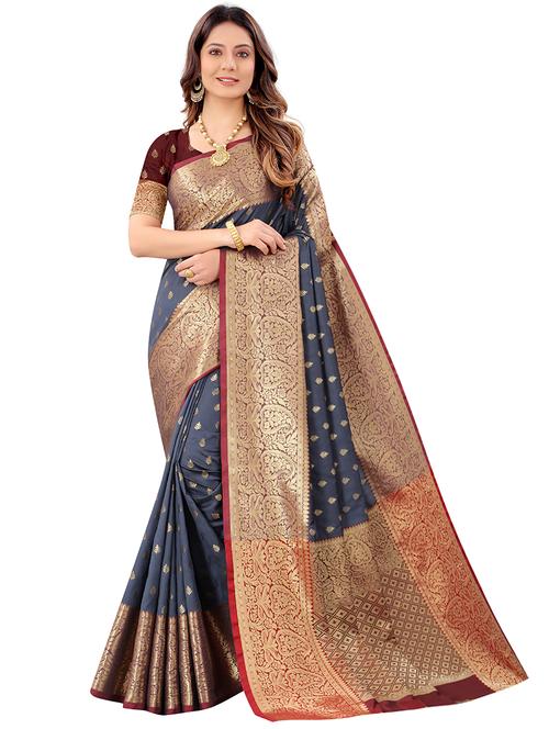 self design kanjivaram saree with blouse - 19314999 - Very Small Image - 1
