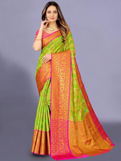 self design kanjivaram saree with blouse - 19315008 - Very Small Image - 1