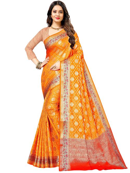 self design kanjivaram saree with blouse - 19315043 - Very Small Image - 1