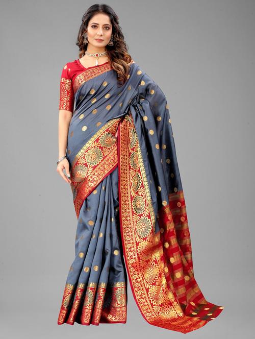 self design kanjivaram saree with blouse - 19315131 - Very Small Image - 1