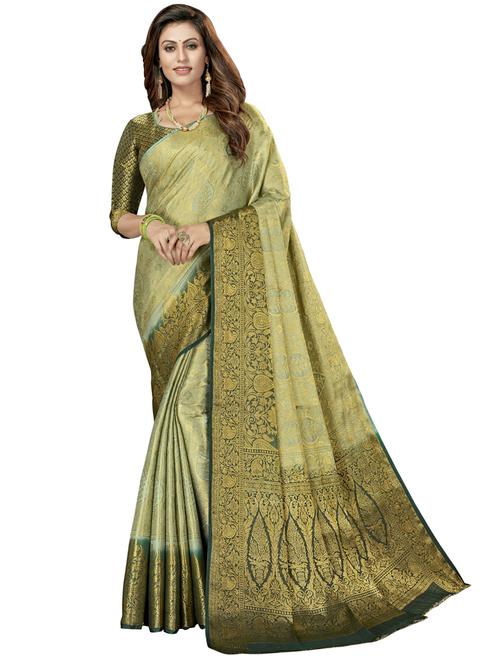 self design banarasi saree with blouse - 19315194 - Very Small Image - 1