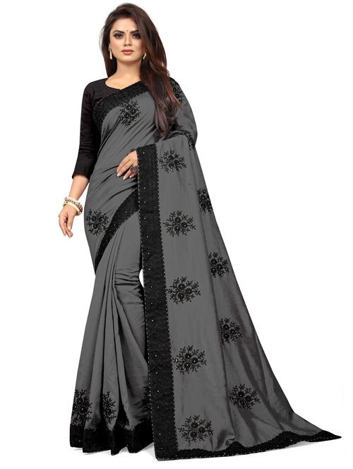 grey embroidered bollywood saree with blouse - 19315226 - Very Small Image - 1