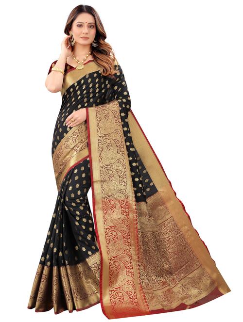 self design banarasi saree with blouse - 19315265 - Very Small Image - 1