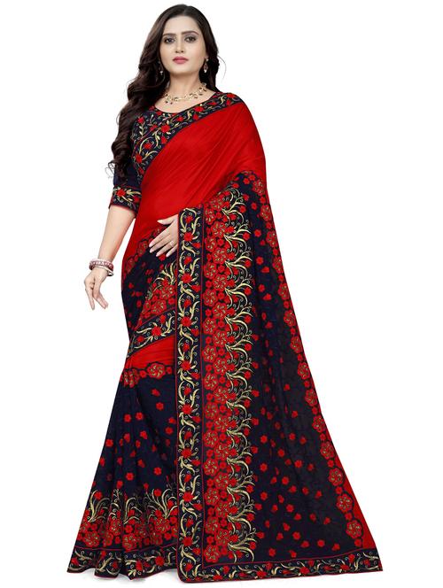 red solid bollywood saree with blouse - 19315285 - Very Small Image - 1