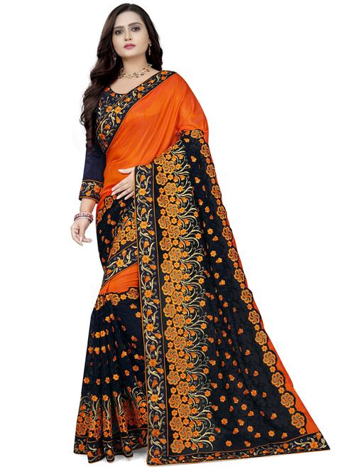orange half and half bollywood saree with blouse - 19315287 - Very Small Image - 1