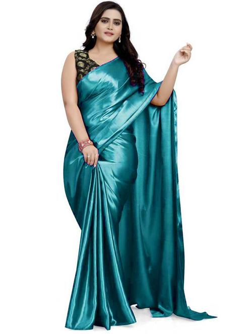 light blue solid bollywood saree with blouse - 19315294 - Very Small Image - 1