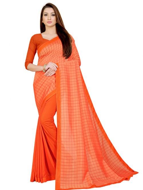 orange check saree - 19315360 - Very Small Image - 1