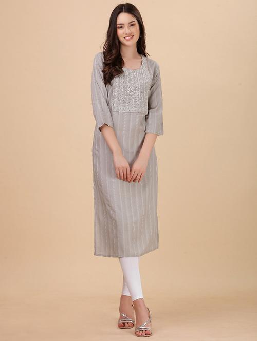 solids rayon straight kurta - 19323001 - Very Small Image - 1