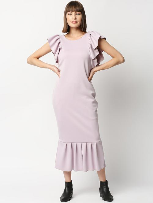 lavender ruffled slim fit dress - 19326743 - Very Small Image - 1