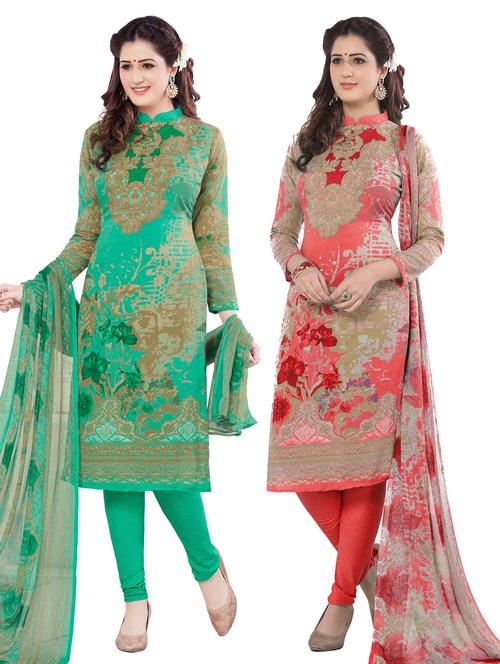 pack of 2 printed unstitched suit sets - 19326882 - Very Small Image - 1