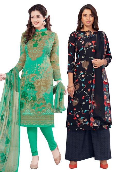 pack of 2 printed unstitched suit sets - 19326892 - Very Small Image - 1