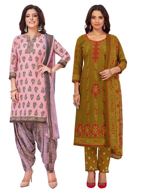 pack of 2 printed unstitched suit sets - 19326991 - Very Small Image - 1