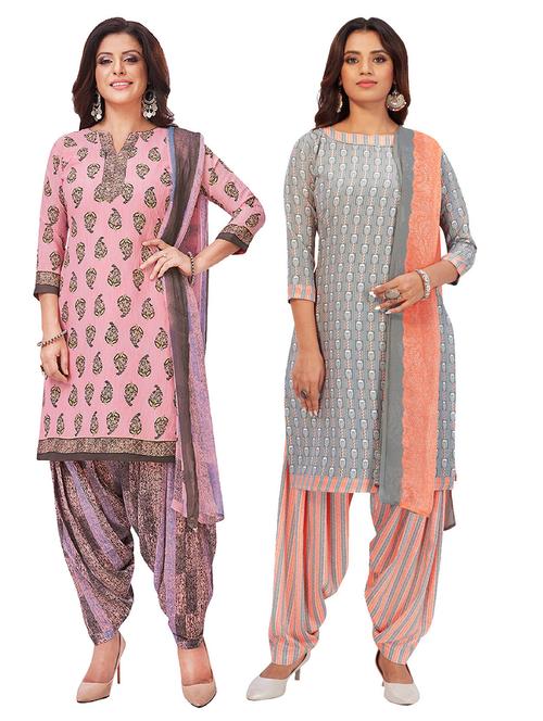 pack of 2 printed unstitched suit sets - 19327000 - Very Small Image - 1