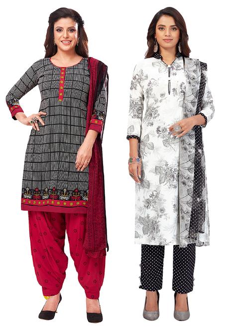 pack of 2 printed unstitched suit sets - 19327023 - Very Small Image - 1